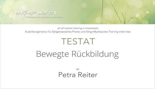 testat rueckbildung Neues bei Petra Reiter Coaching & Pilates